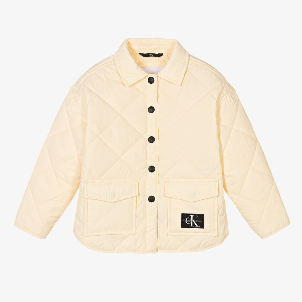 Calvin Klein-Girls Ivory Quilted Jacket | Childrensalon Outlet