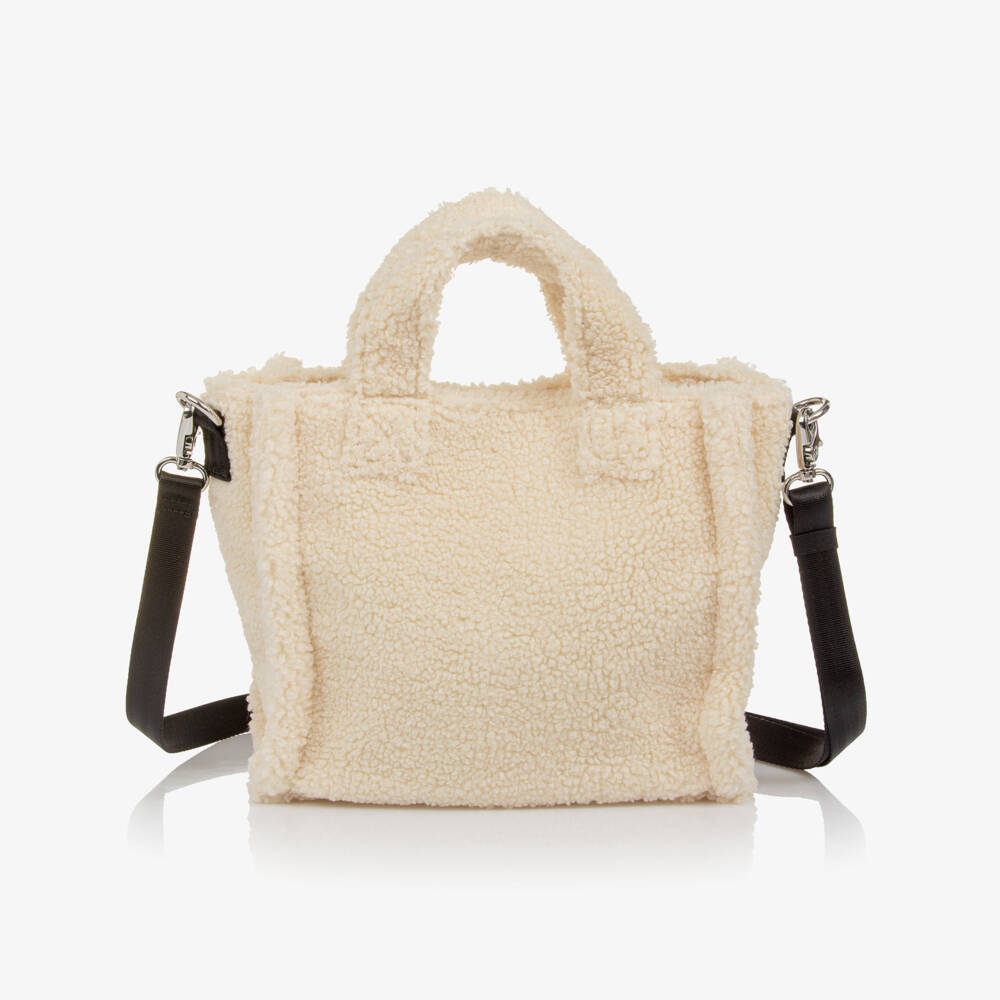 Calvin Klein-Girls Ivory Sherpa Fleece Handbag (24cm) | Childrensalon Outlet