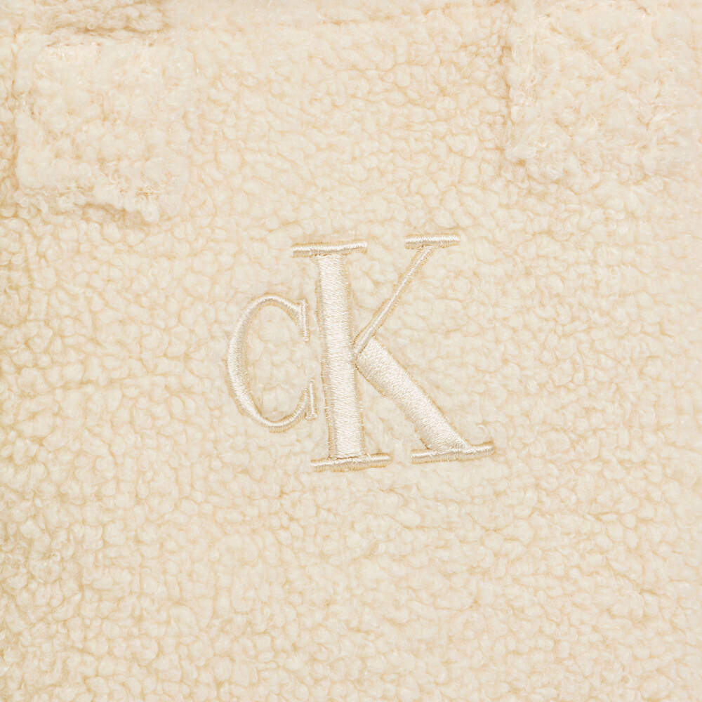 Calvin Klein-Girls Ivory Sherpa Fleece Handbag (24cm) | Childrensalon Outlet