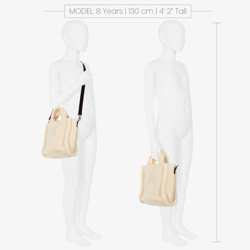 Calvin Klein-Girls Ivory Sherpa Fleece Handbag (24cm) | Childrensalon Outlet