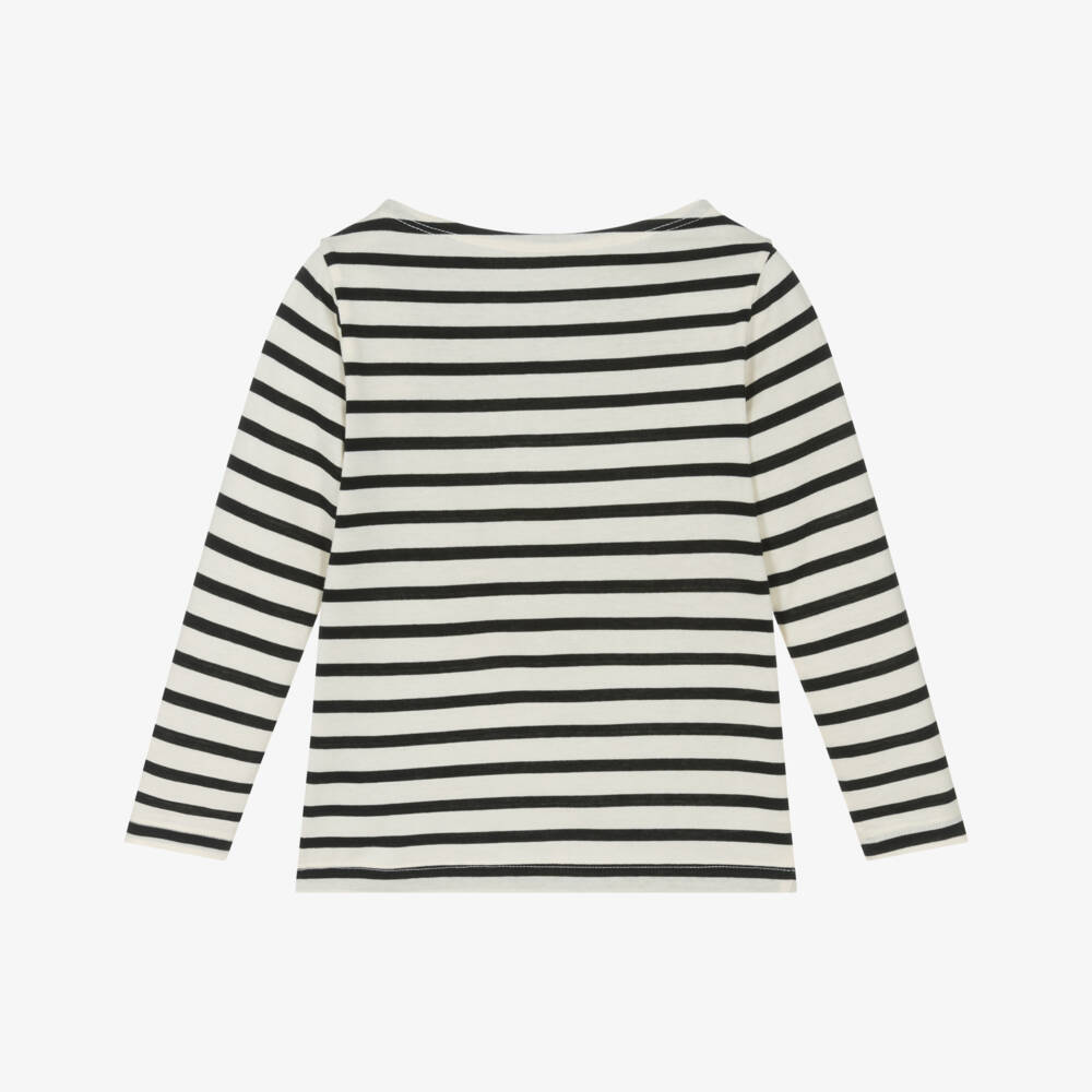 Calvin Klein-بلوزة قطنية مخططة باللون العاجي للبنات | Childrensalon Outlet