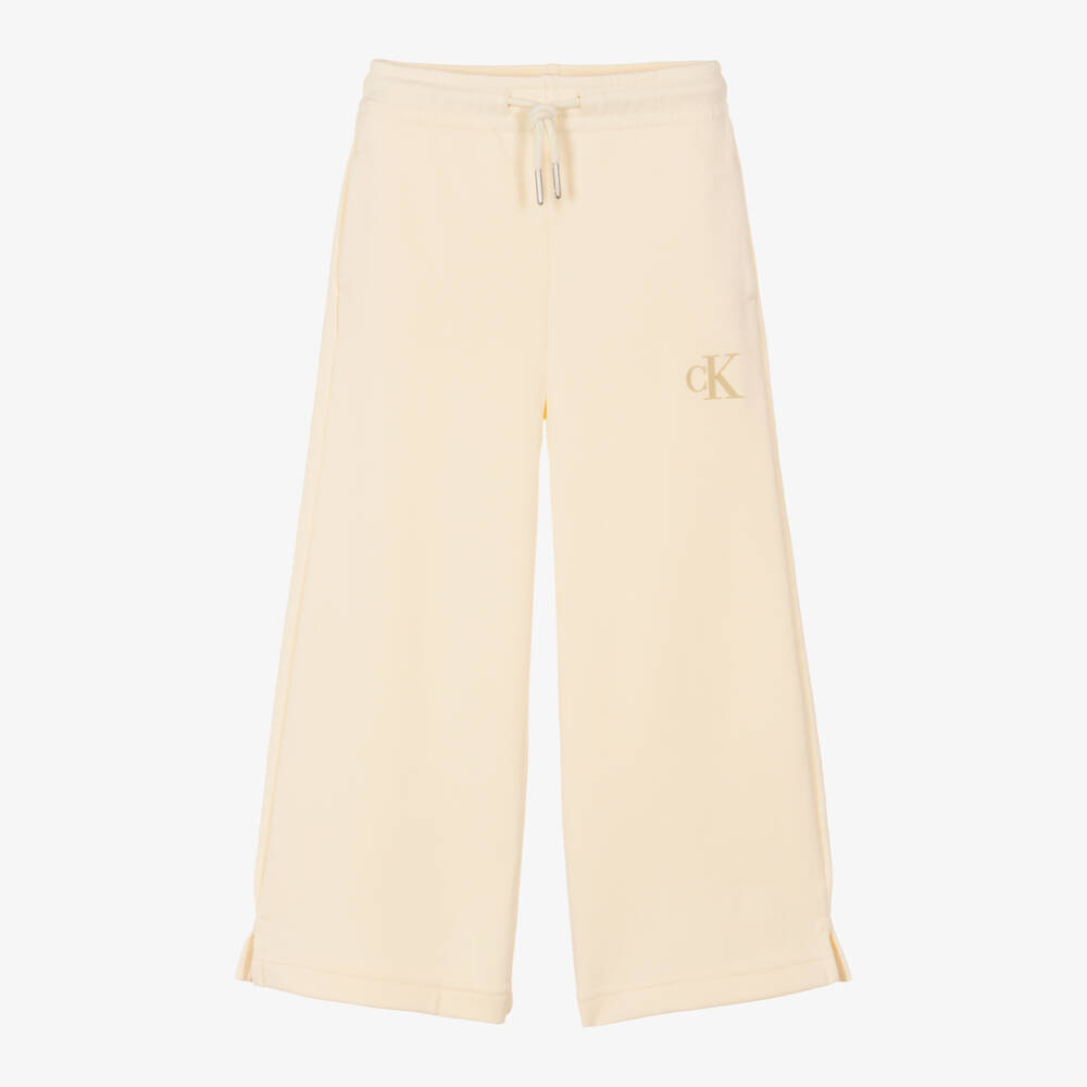 Calvin Klein-Girls Ivory Wide Leg Trousers | Childrensalon Outlet