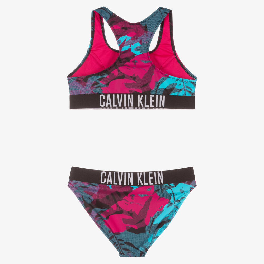 Calvin Klein Girls Jungle Leaf Pink Bikini Childrensalon Outlet