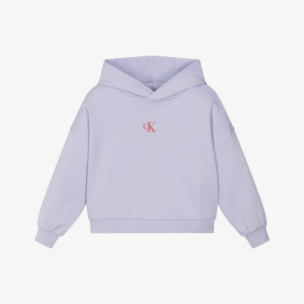 Calvin Klein-Girls Lavender Blossom Print Hoodie | Childrensalon Outlet