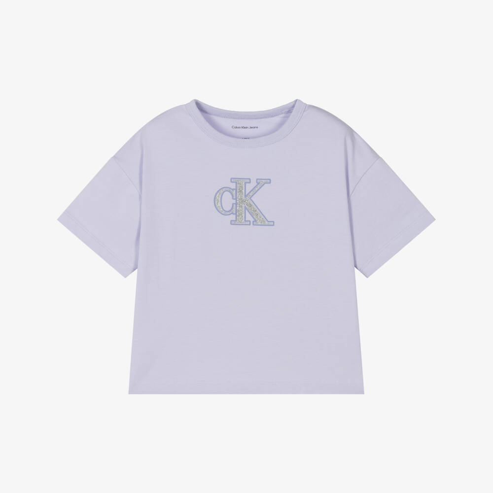 Calvin Klein-Girls Lavender Cotton Logo Tee | Childrensalon Outlet