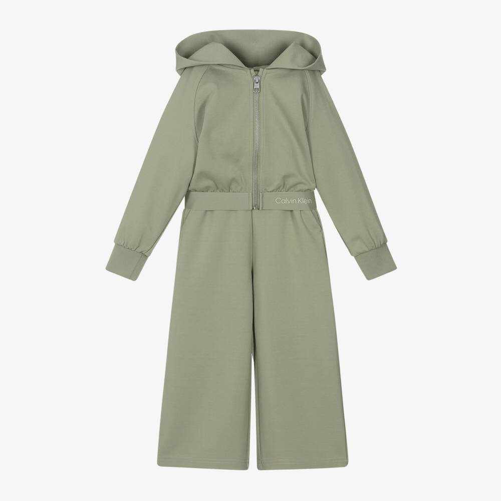 Calvin Klein-Girls Leafy Green Zipped Hoodie Ensemble | Childrensalon Outlet