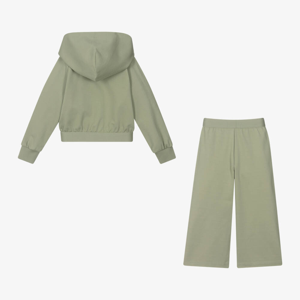 Calvin Klein-Girls Leafy Green Zipped Hoodie Ensemble | Childrensalon Outlet