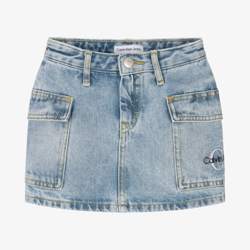 Calvin Klein Jeans - Girls Light Blue Denim Skirt | Childrensalon
