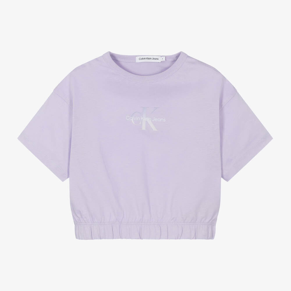 Calvin Klein-Girls Lilac Cotton Tee | Childrensalon Outlet
