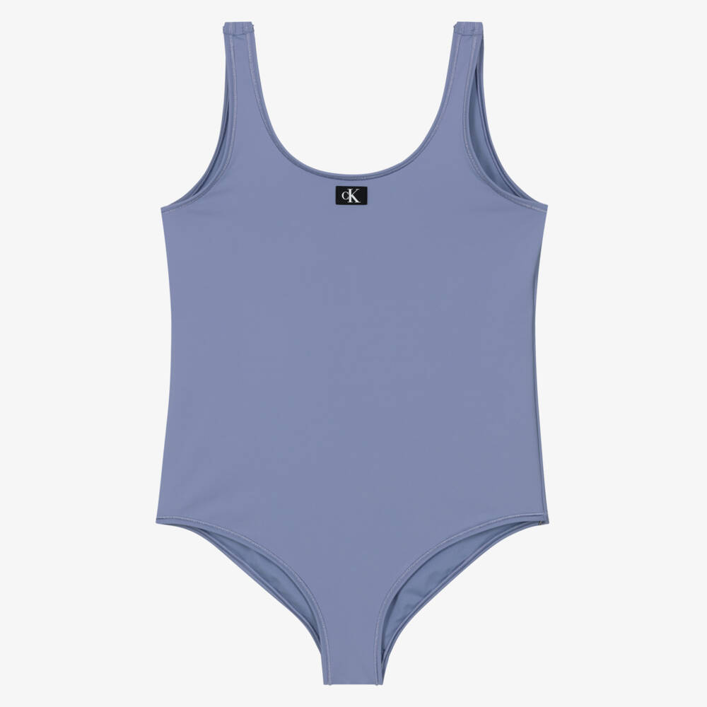 Calvin Klein-Girls Lilac Emblem One-Piece Swimsuit | Childrensalon Outlet