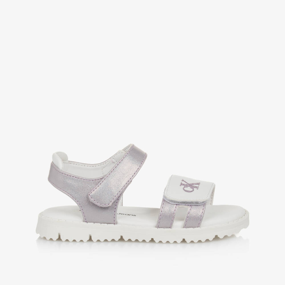 Calvin Klein-Girls Lilac & White Sparkle Strap Sandals | Childrensalon Outlet