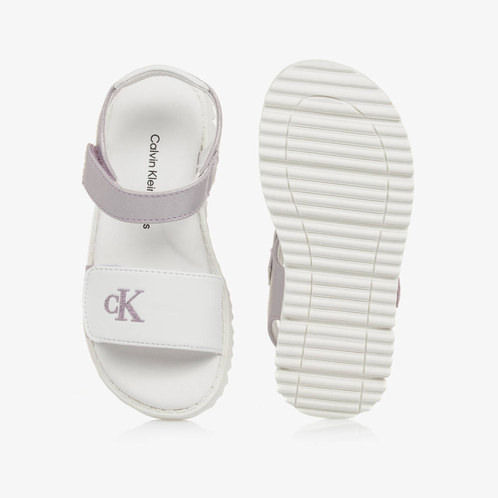 Calvin Klein-Girls Lilac & White Sparkle Strap Sandals | Childrensalon Outlet