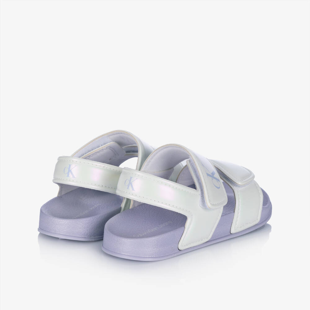 Calvin Klein-Girls Lilac & White Strap Sandals | Childrensalon Outlet