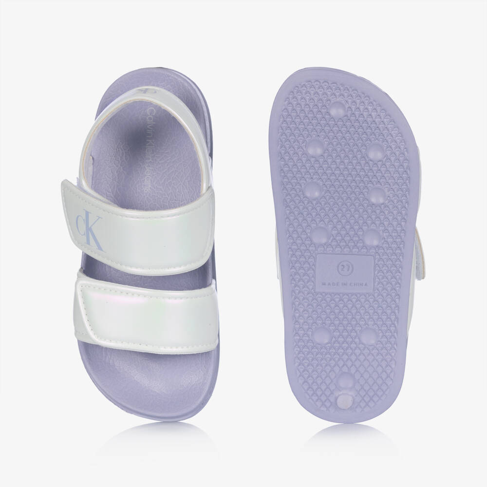 Calvin Klein-Girls Lilac & White Strap Sandals | Childrensalon Outlet