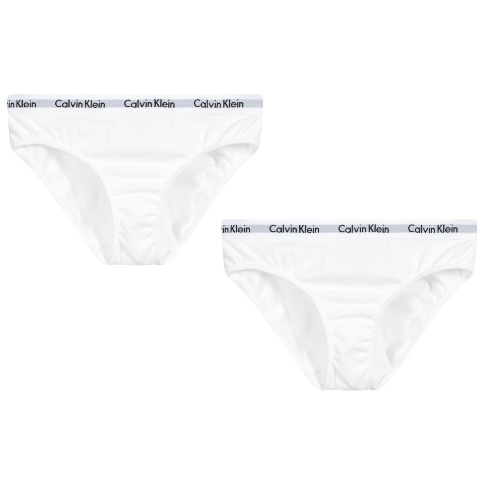 Calvin Klein - سروال داخلي قطن جيرسي لون أبيض للبنات (عدد 2) | Childrensalon