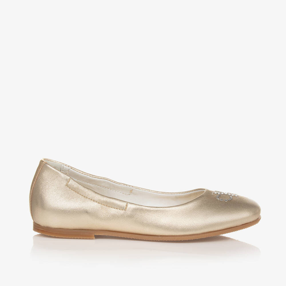 Calvin Klein-Girls Metallic Gold Ballerina Pumps | Childrensalon Outlet