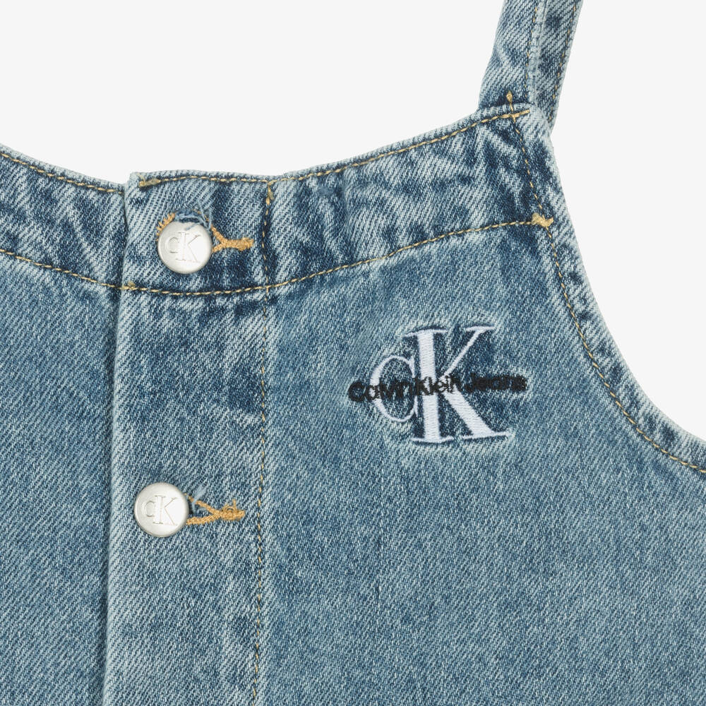 كالفين كلاين-فستان قطن دنيم لون أزرق | Childrensalon Outlet