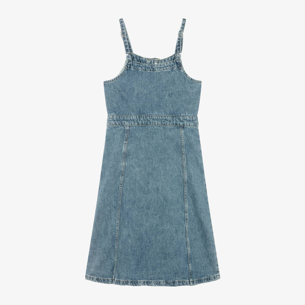 كالفين كلاين-فستان قطن دنيم لون أزرق | Childrensalon Outlet