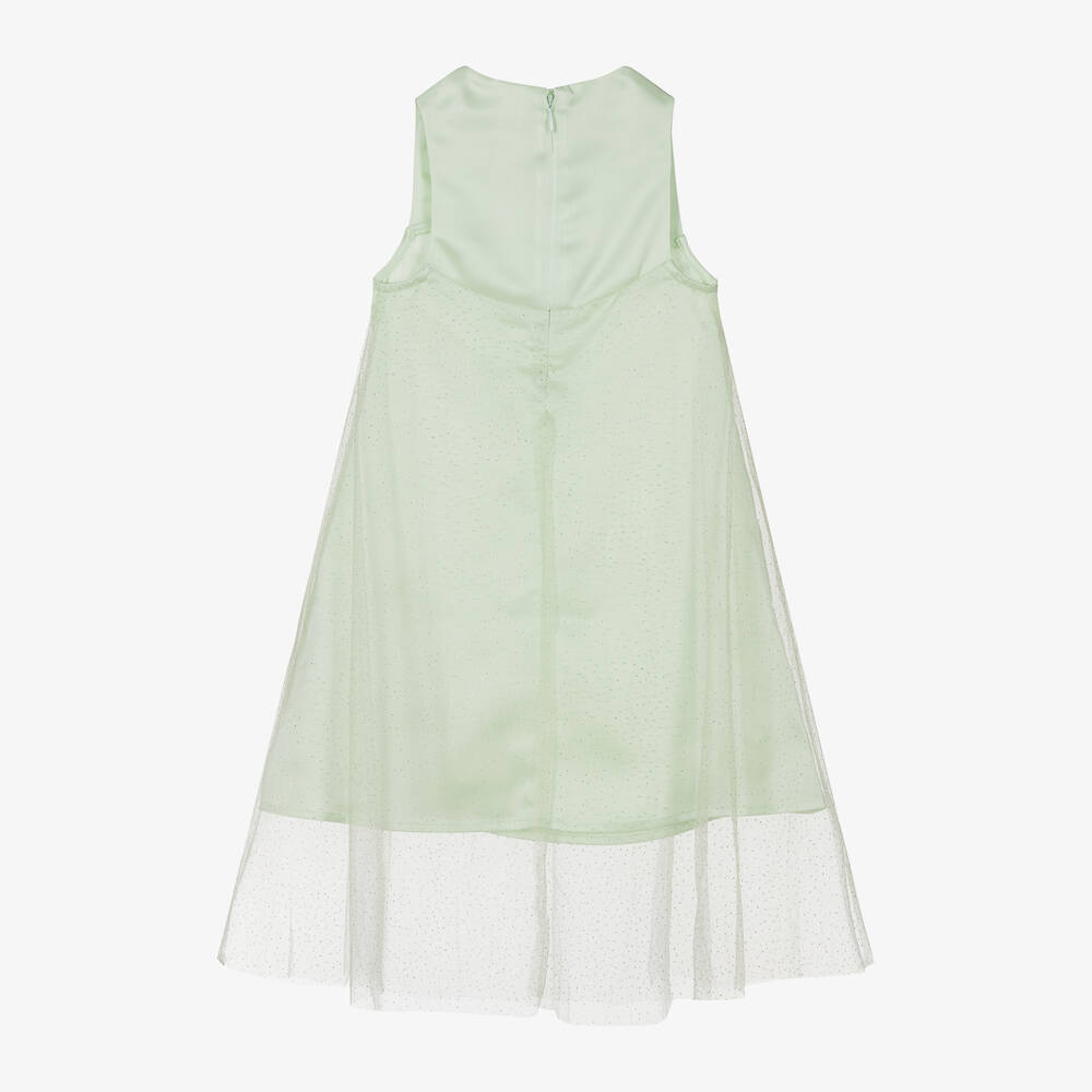 Calvin Klein-Girls Mint Green Satin & Tulle Sparkle Dress | Childrensalon Outlet