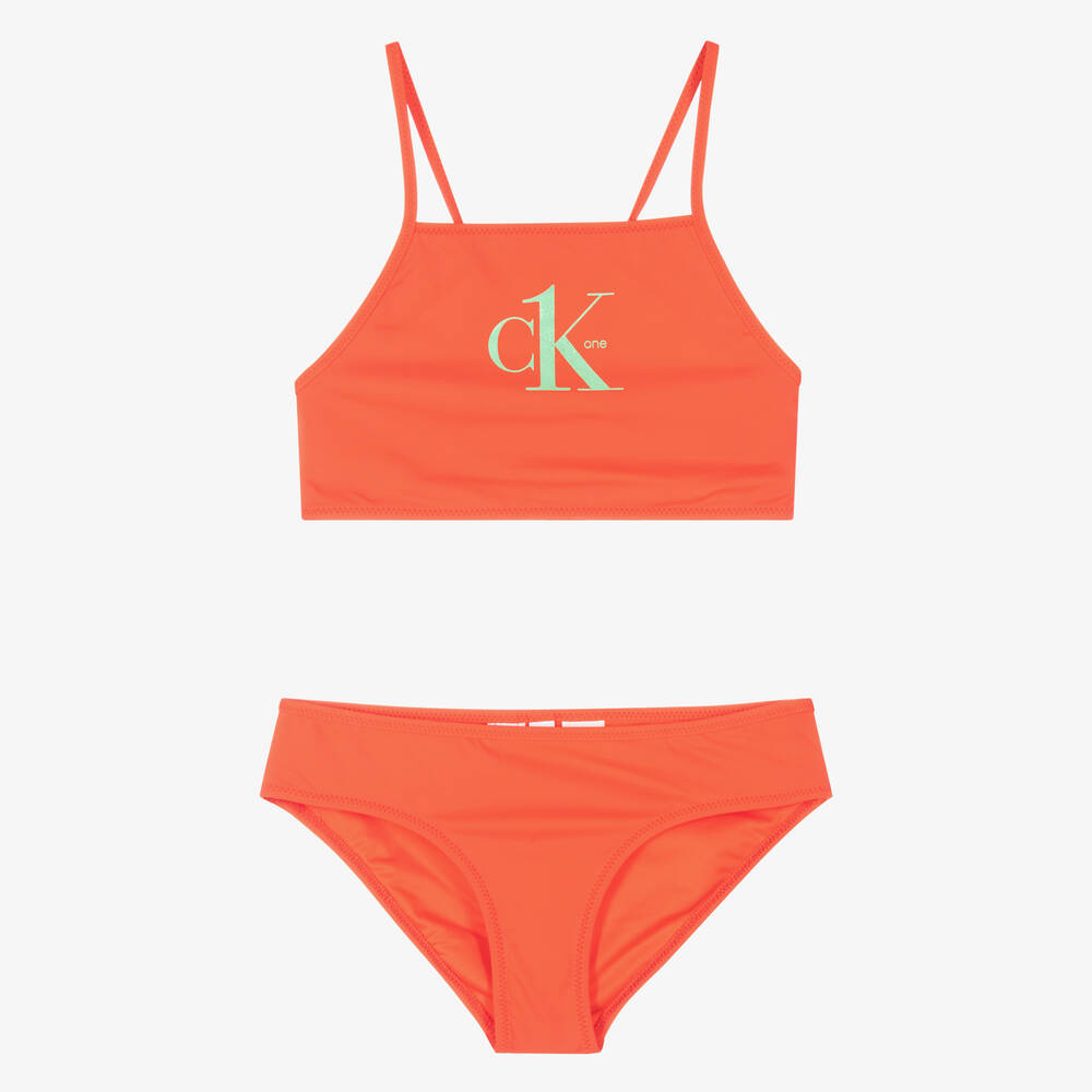 Calvin Klein - Oranger Bikini für Mädchen  | Childrensalon