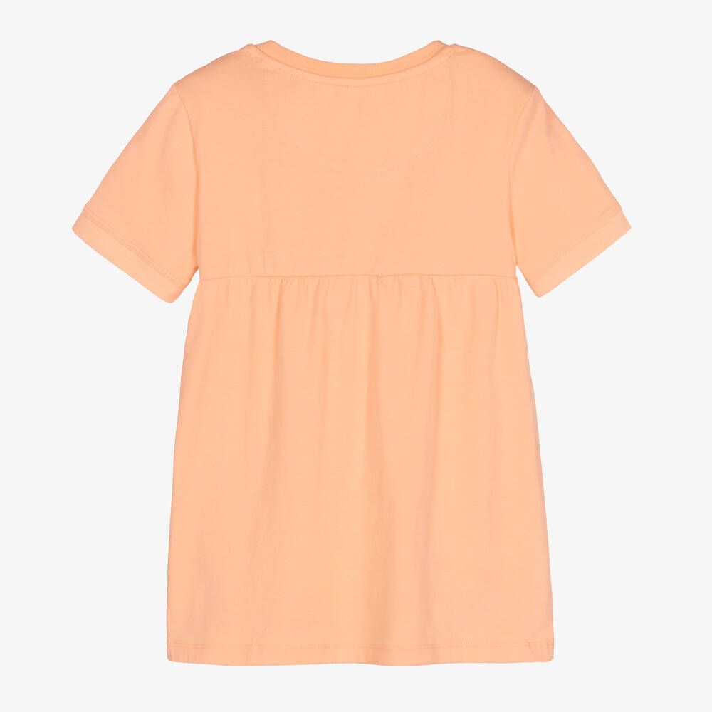 كالفين كلاين Jeans-فستان أطفال بناتي قطن جيرسي لون برتقالي مرجاني | Childrensalon Outlet
