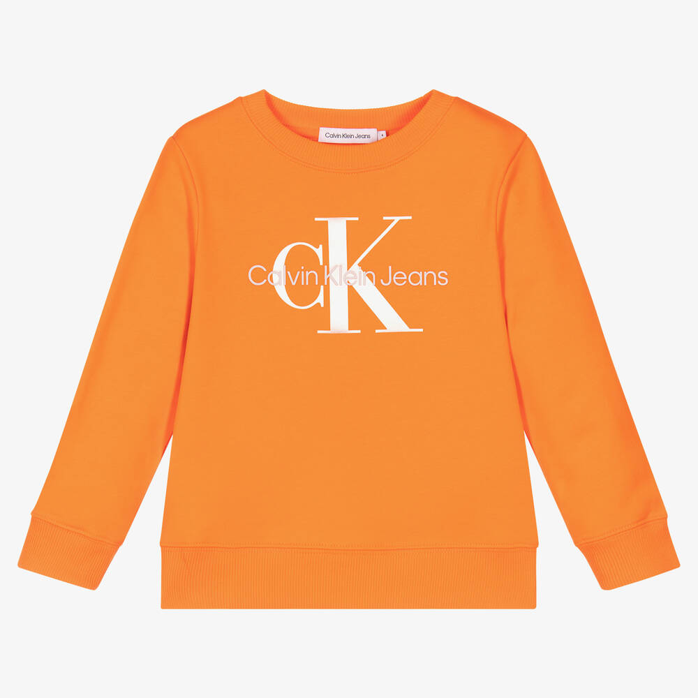 Calvin Klein Jeans - Sweat orange en coton fille | Childrensalon