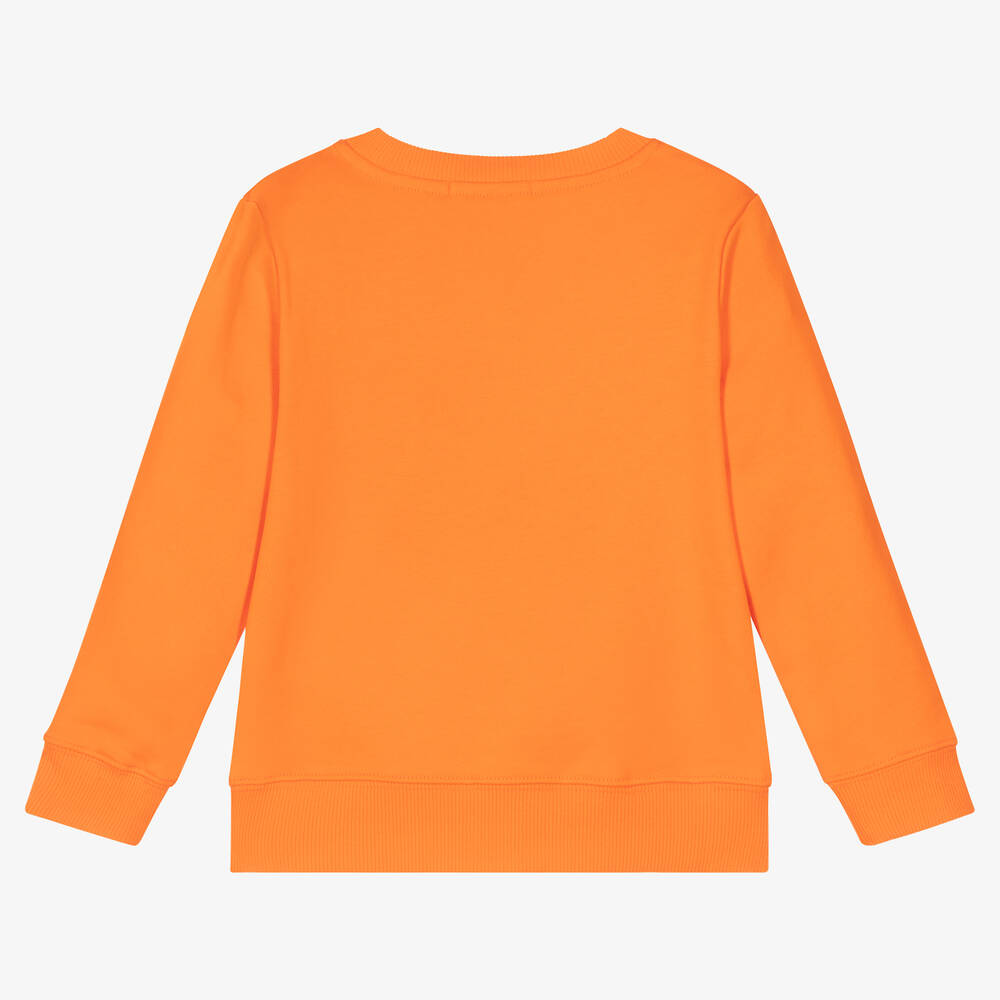 Calvin Klein Jeans-Girls Orange Cotton Logo Sweatshirt | Childrensalon Outlet