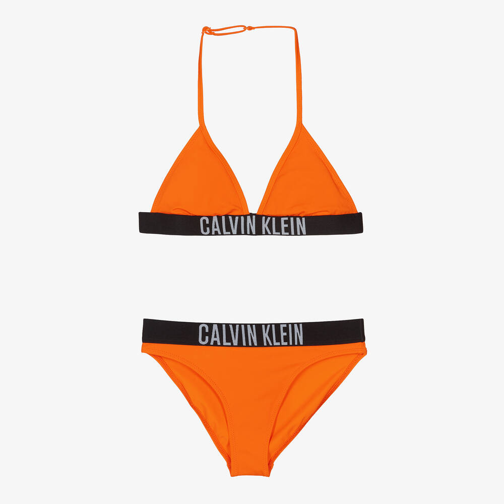 Calvin Klein - مايّو بيكيني لون برتقالي للبنات | Childrensalon