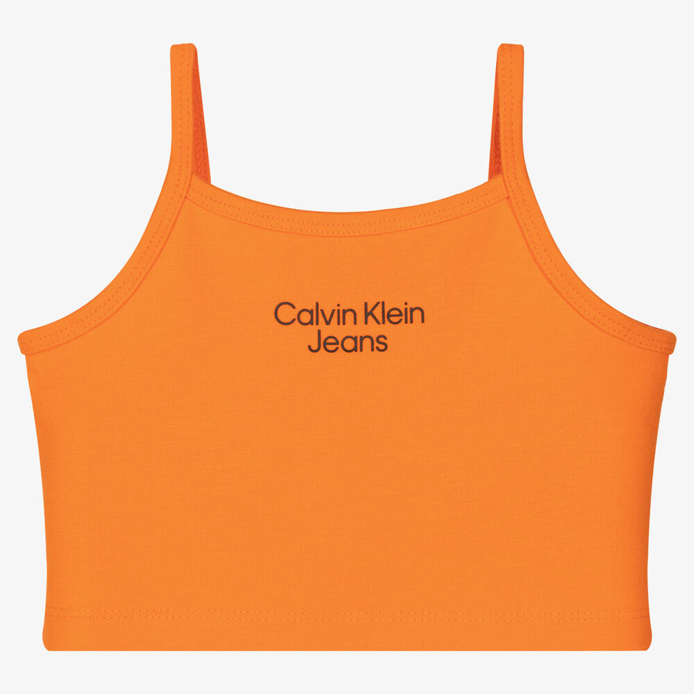 Calvin Klein Jeans - Haut court orange à bretelles fille | Childrensalon