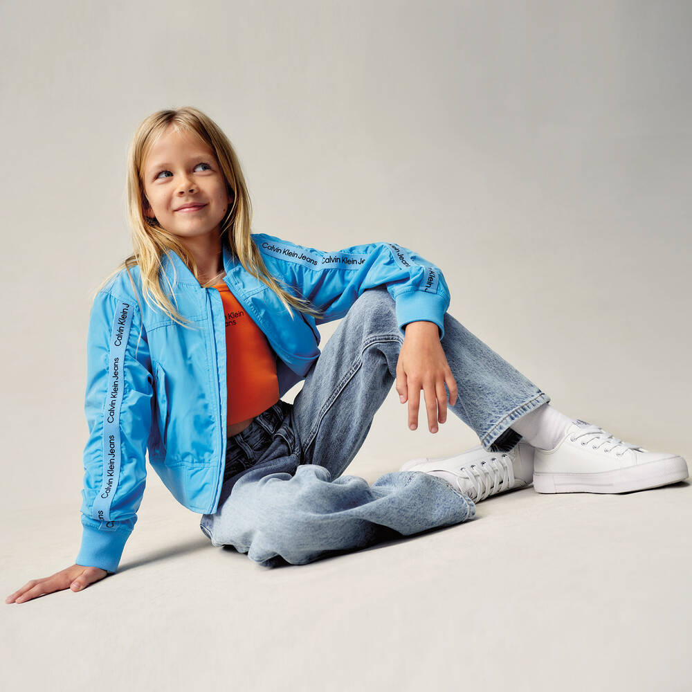 Calvin Klein Jeans-Girls Orange Strappy Crop Top | Childrensalon Outlet