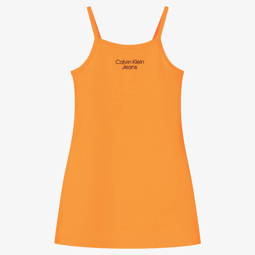 Calvin Klein Jeans - Robe orange en jersey à bretelles | Childrensalon