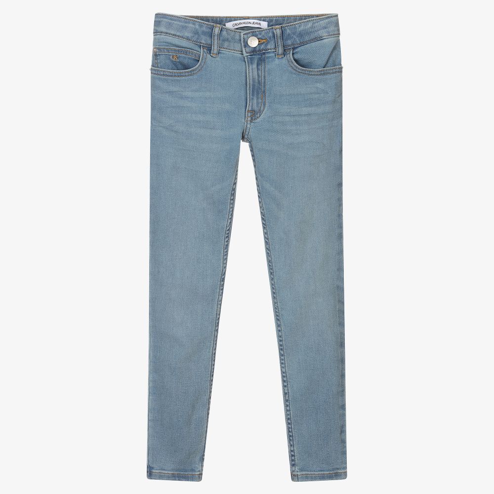 Calvin Klein Jeans - Girls Pale Blue Skinny Jeans | Childrensalon