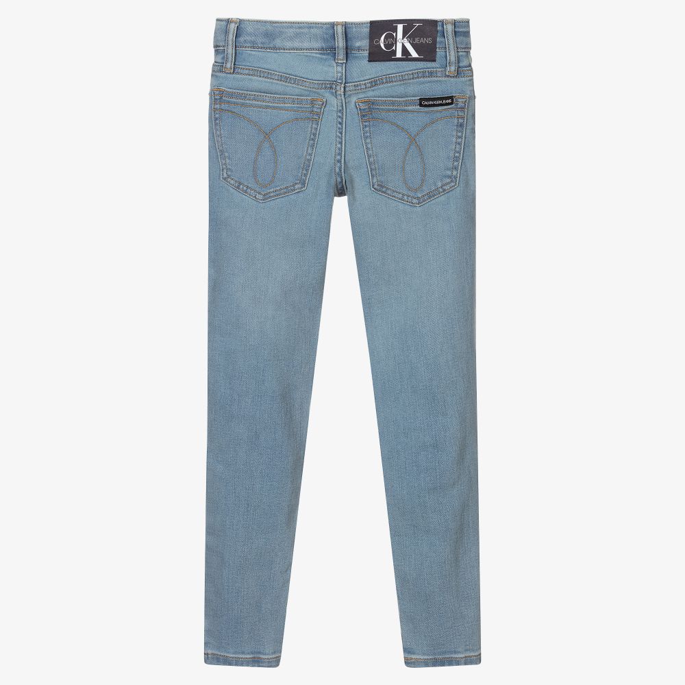 Calvin Klein Jeans-Girls Pale Blue Skinny Jeans | Childrensalon Outlet