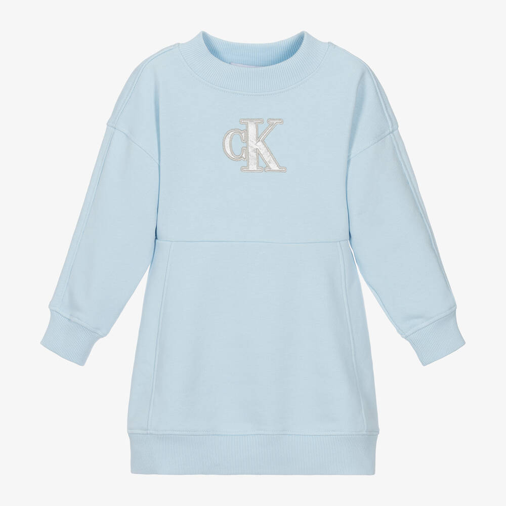 Calvin Klein-Girls Pale Blue Sweatshirt Dress | Childrensalon Outlet