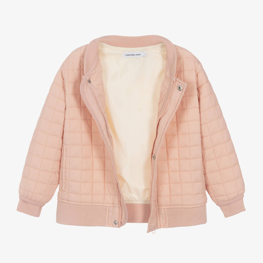Calvin Klein-Girls Pastel Pink Quilted Coat | Childrensalon Outlet