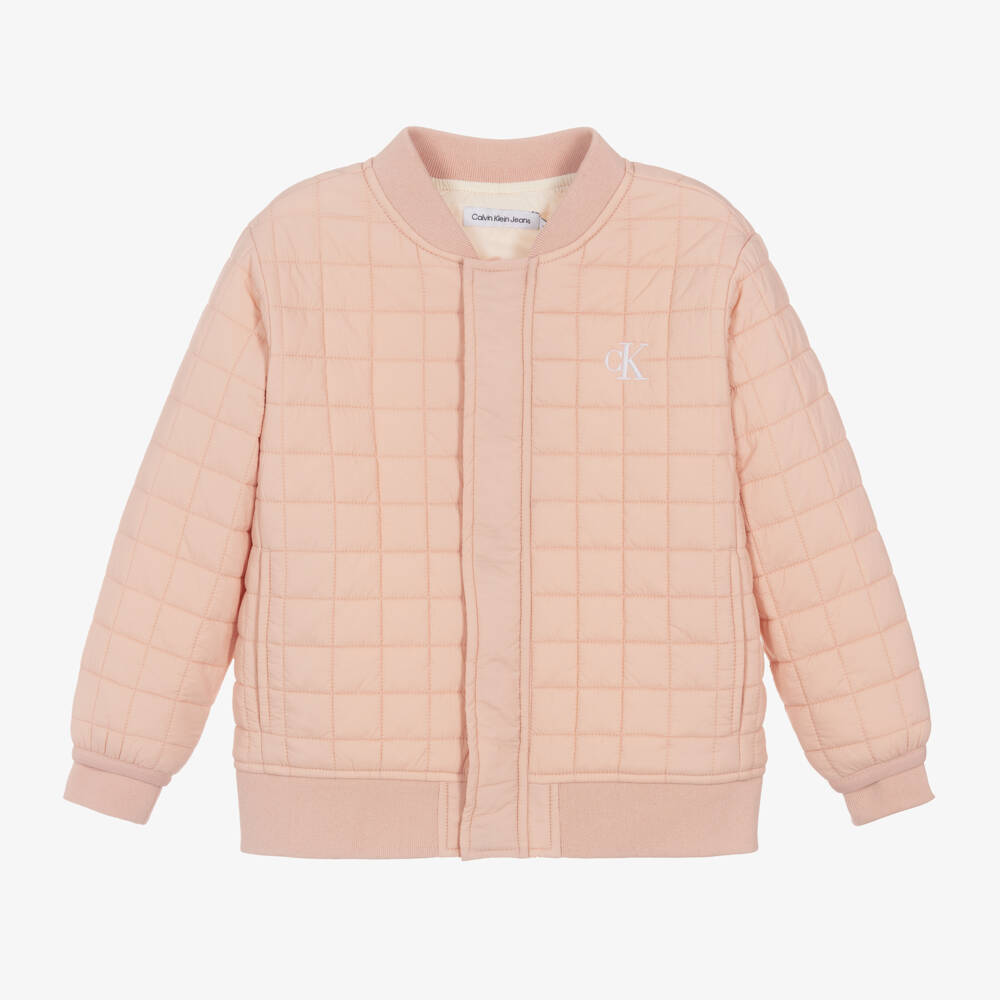 Calvin Klein-Girls Pastel Pink Quilted Coat | Childrensalon Outlet