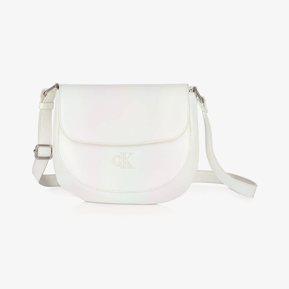 Calvin Klein-حقيبة جلد صناعي لون عاجي للبنات (21 سم) | Childrensalon Outlet