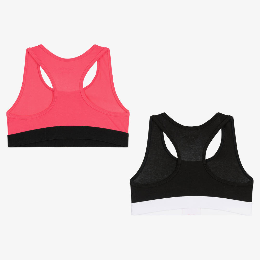 Calvin Klein-Girls Pink & Black Crop Tops (2 Pack) | Childrensalon Outlet