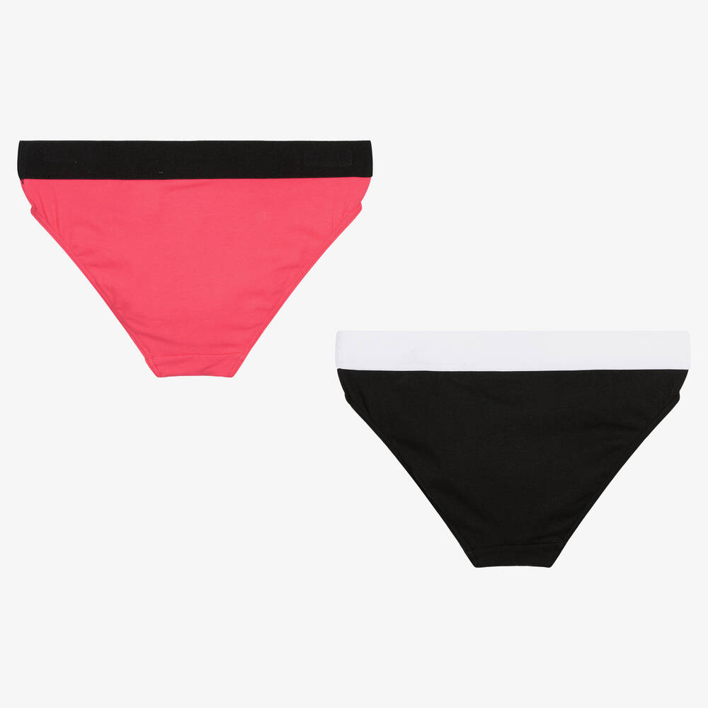 Calvin Klein Girls Pink & Black Logo Knickers (2 Pack)