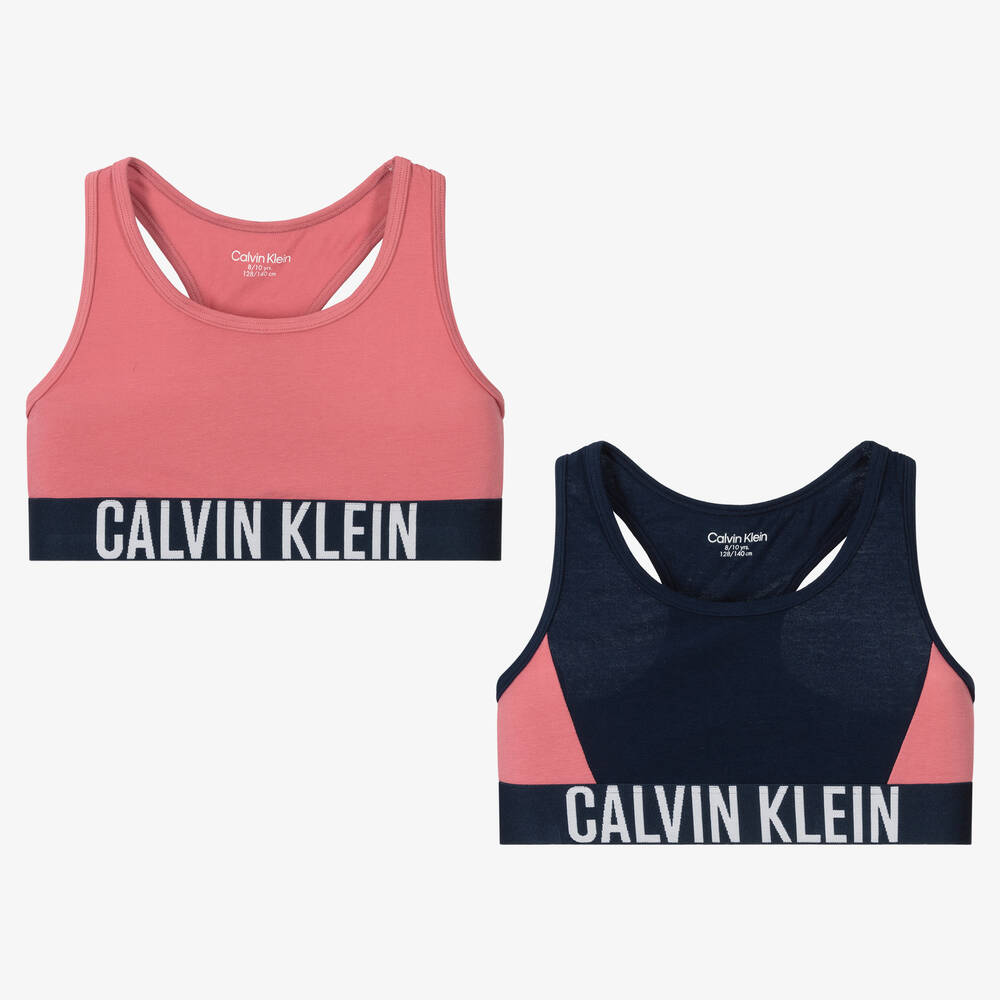 Calvin Klein-Girls Pink & Blue Cotton Bra Tops (2 Pack) | Childrensalon Outlet