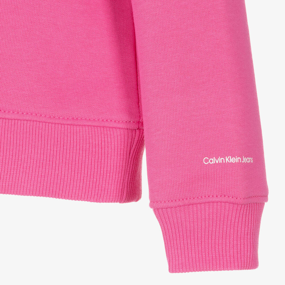 Calvin Klein-Girls Pink Cotton Hoodie | Childrensalon Outlet