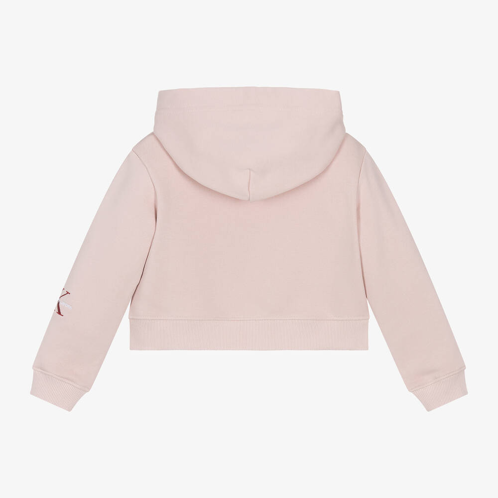 Calvin Klein-Girls Pink Cotton Hoodie | Childrensalon Outlet