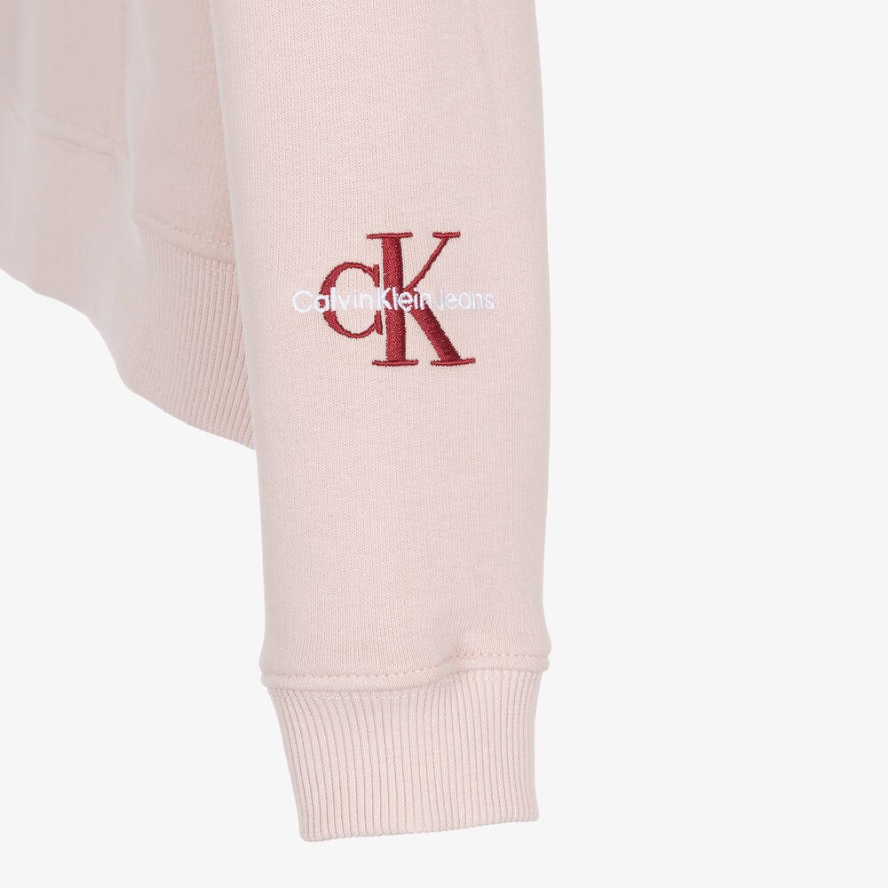 Calvin Klein-Girls Pink Cotton Hoodie | Childrensalon Outlet