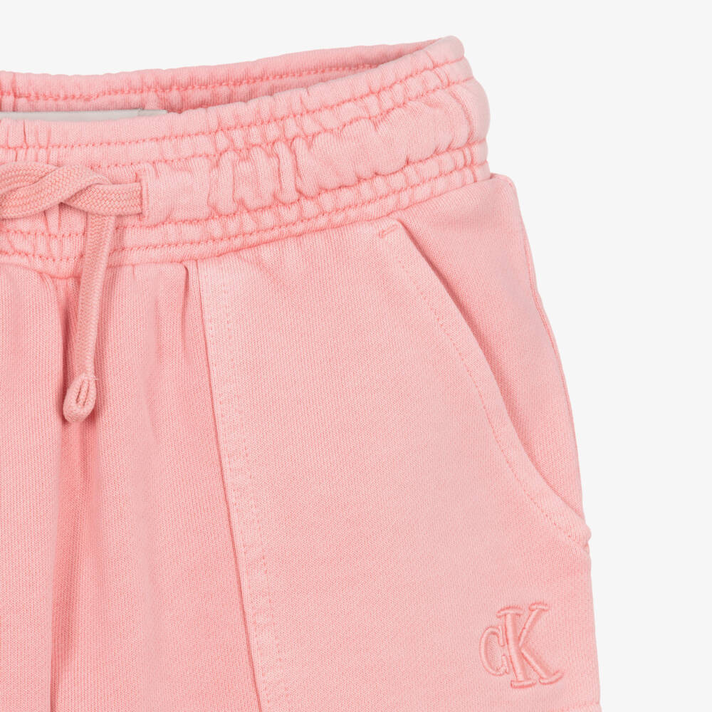 Calvin Klein-Girls Pink Cotton Jersey Wide Leg Joggers | Childrensalon Outlet