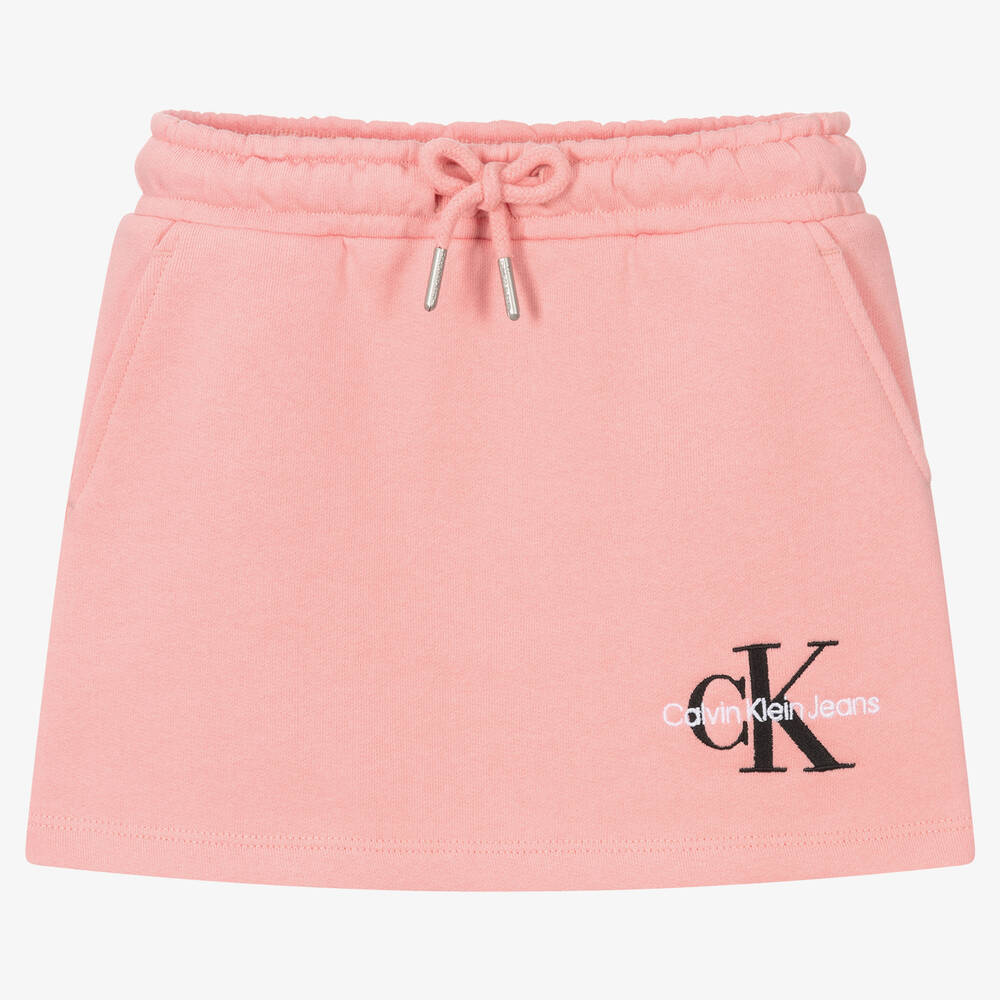 Calvin Klein Jeans - Girls Pink Cotton Logo Skirt | Childrensalon