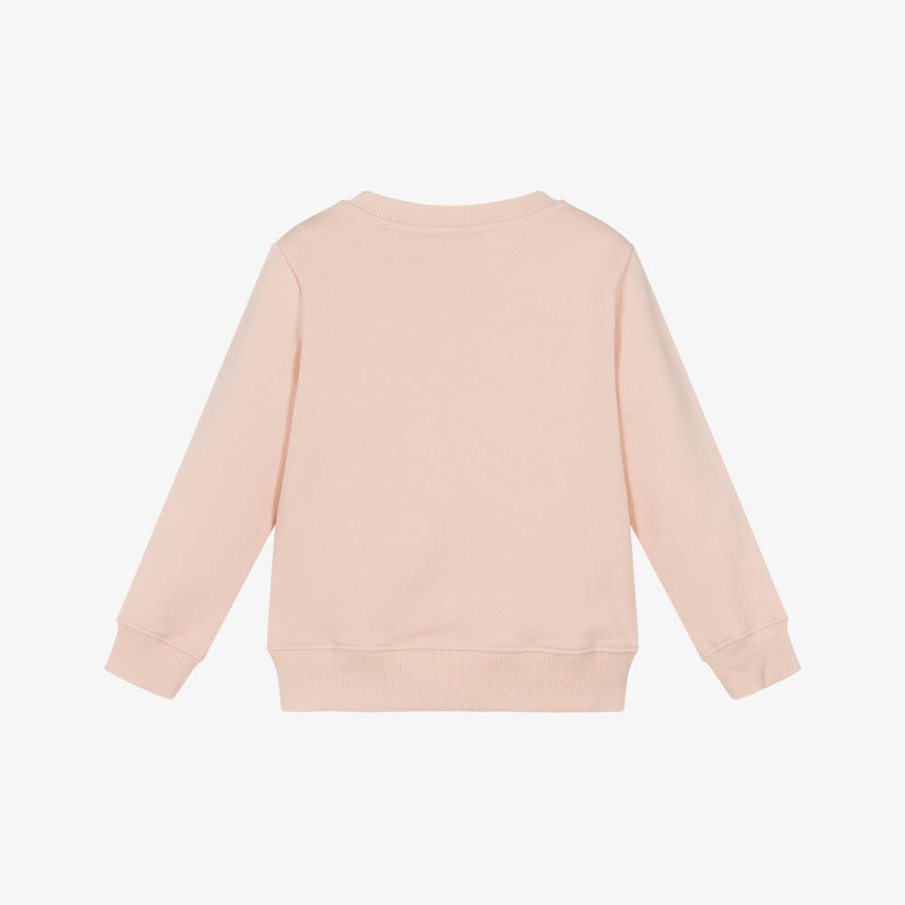 Calvin Klein-Girls Pink Cotton Monogram Logo Sweatshirt | Childrensalon Outlet