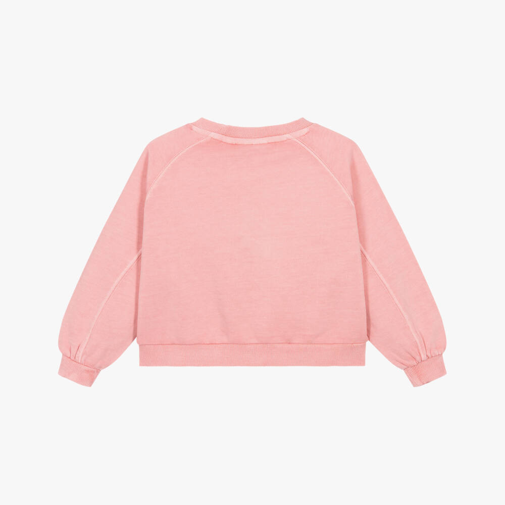 Calvin Klein-Girls Pink Cotton Sweatshirt with CK Monogram | Childrensalon Outlet