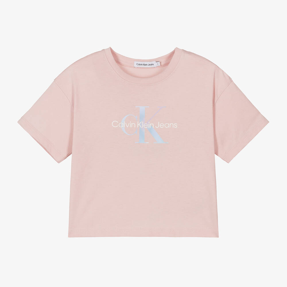 Calvin Klein Girls Pink Cotton T Shirt Childrensalon Outlet