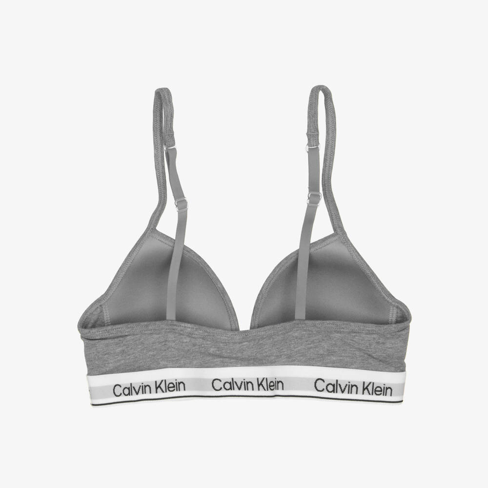 Calvin Klein-Girls Pink & Grey Lightly Padded Cotton Bras (2 Pack) | Childrensalon Outlet