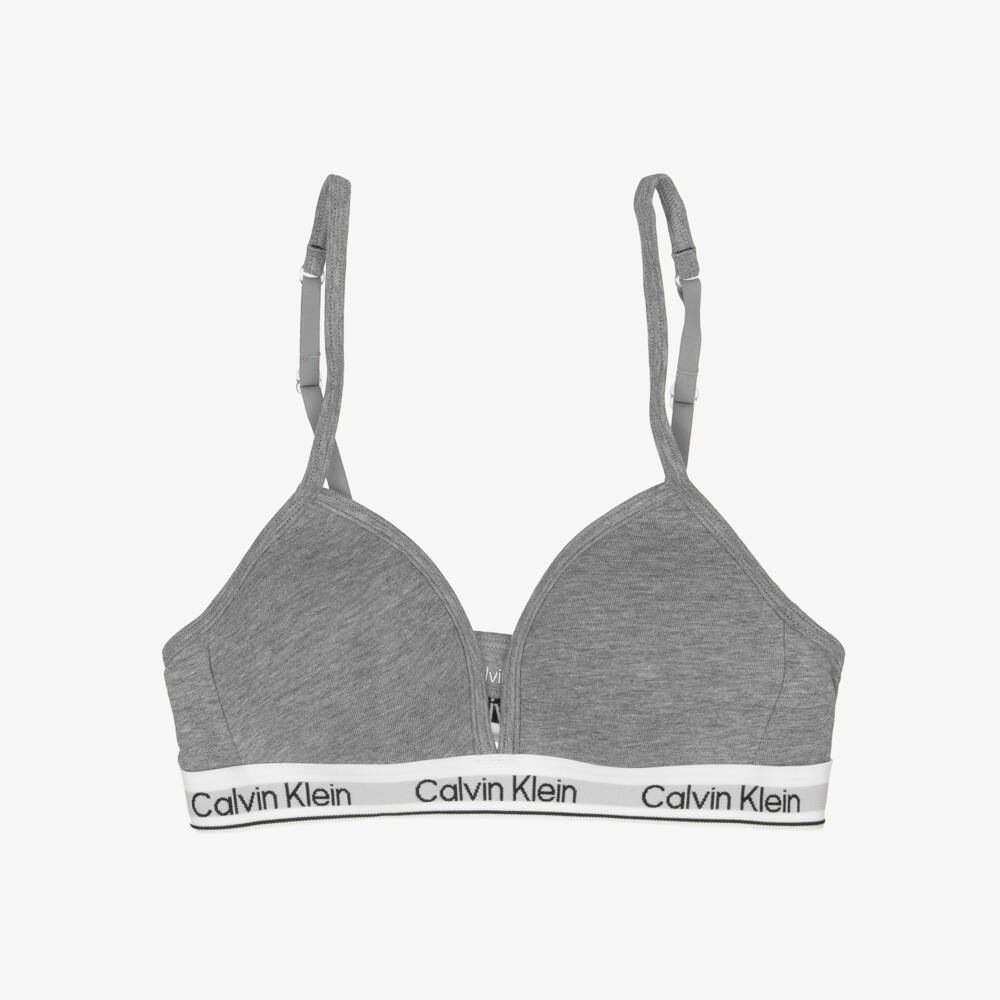 Calvin Klein-Girls Pink & Grey Lightly Padded Cotton Bras (2 Pack) | Childrensalon Outlet